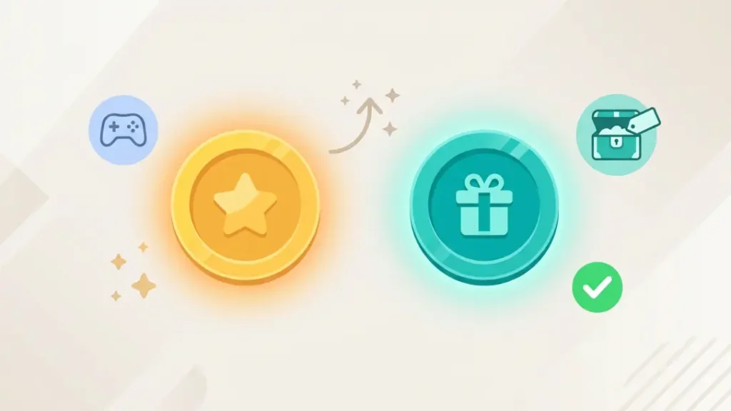 Gold coin and teal sweeps coin icons representing sweepstakes casino currency system